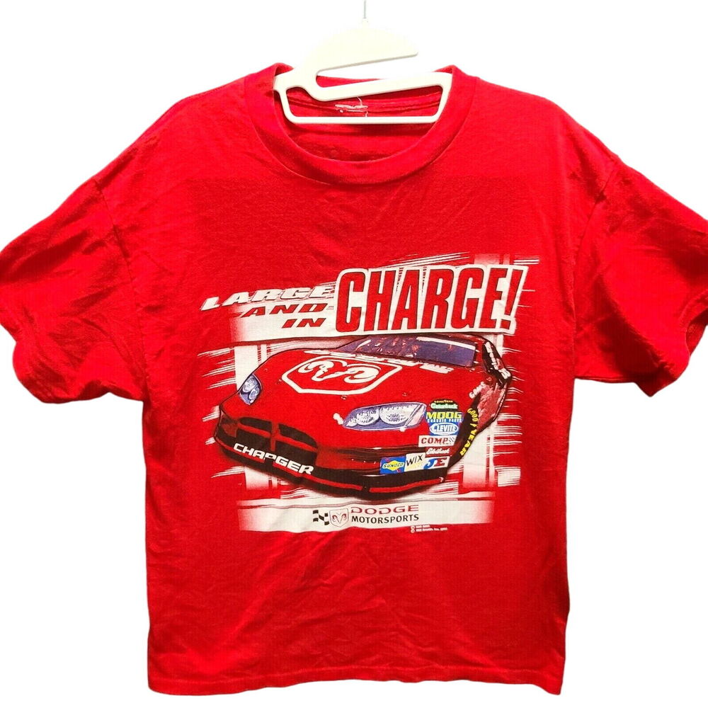 Mens Graphic T-Shirt Red Size Large Chest Is 36 Large And In Charge Short Sleeve